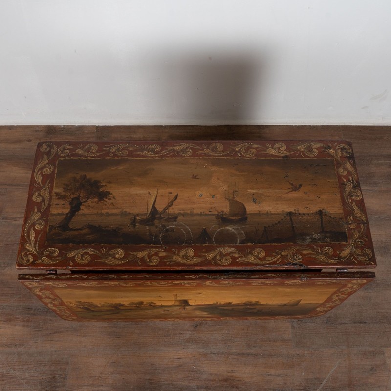 Early 19th Century Original Hand Painted Dutch Drop Leaf Table Console gallery