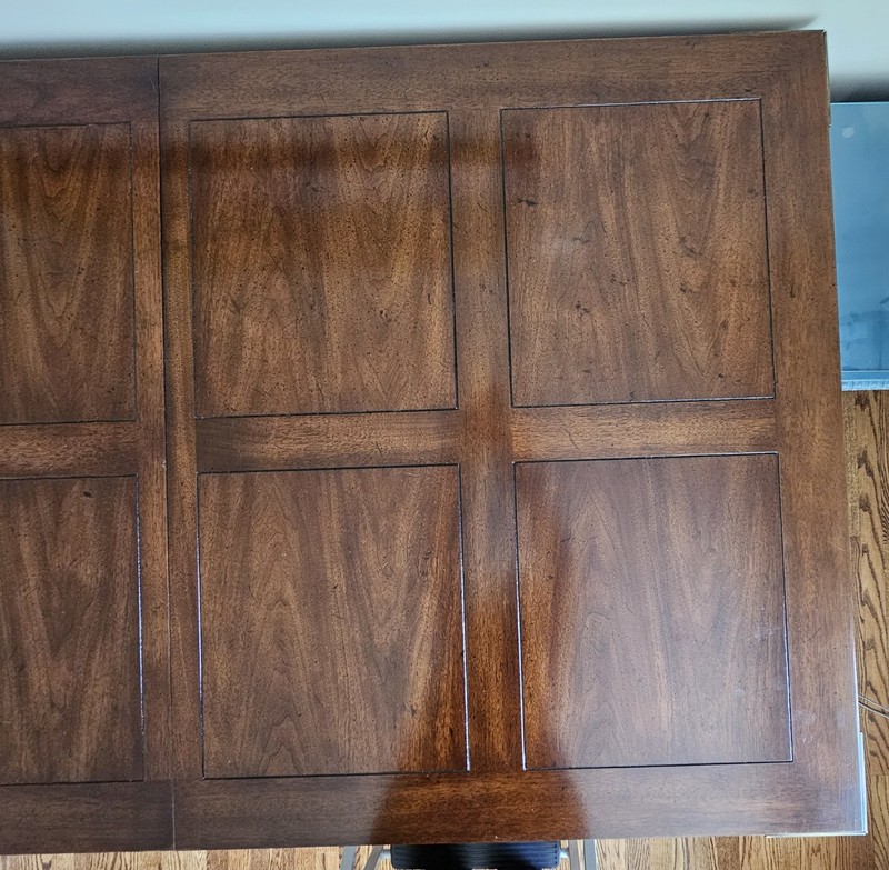 Henredon Hollywood Regency Chinoiserie Mahogany and Brass Extension Dining Table gallery