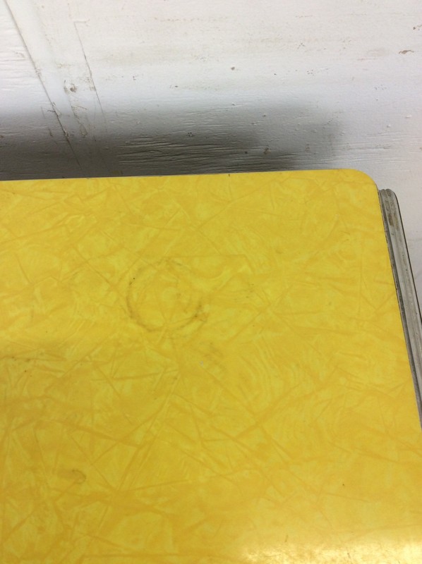 Mid Century Modern Small Yellow Formica Top Table with 2 Leafs gallery