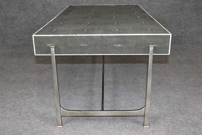 Maitland Smith Art Deco Style Metal Faux Shagreen Coffee Table gallery