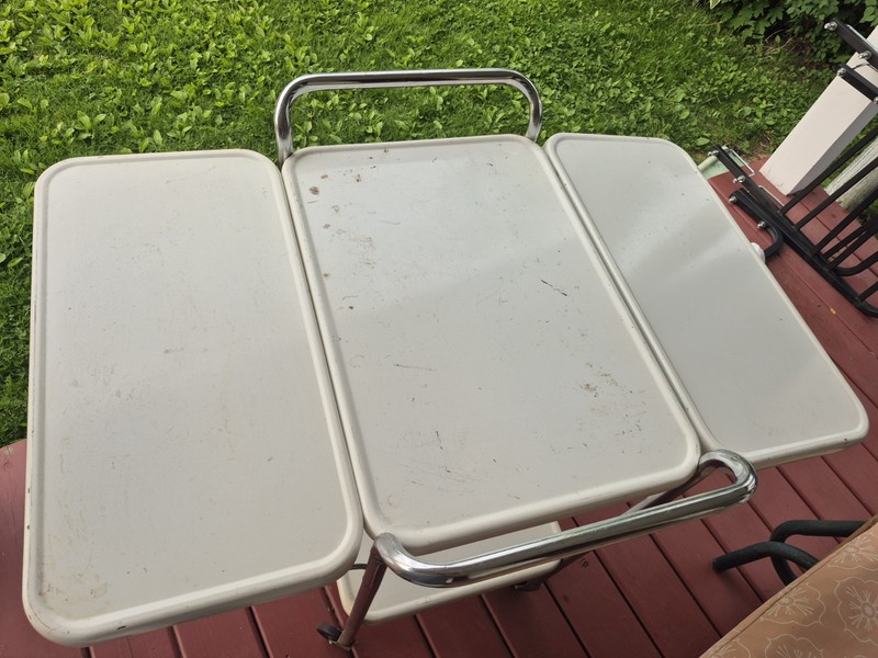 VINTAGE METAL KITCHEN TABLE CART
