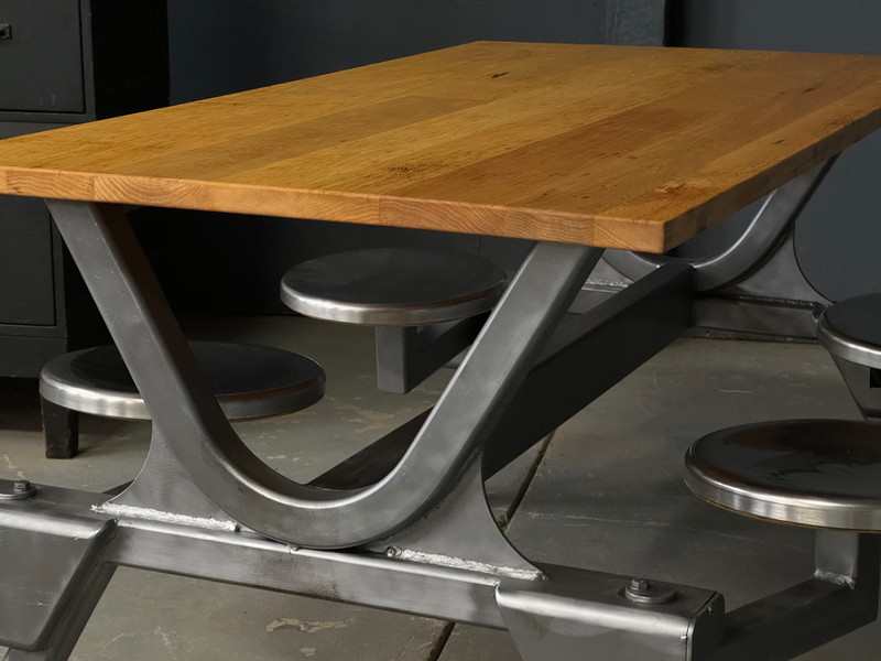 Industrial Table With Swing Out Seats gallery