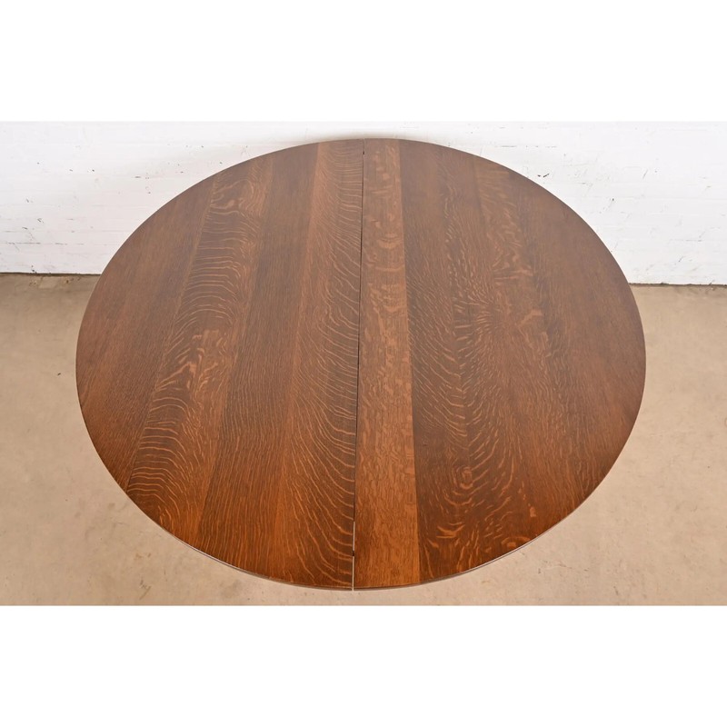 Gustav Stickley Mission Oak Arts & Crafts Extension Dining Table, Refinished gallery