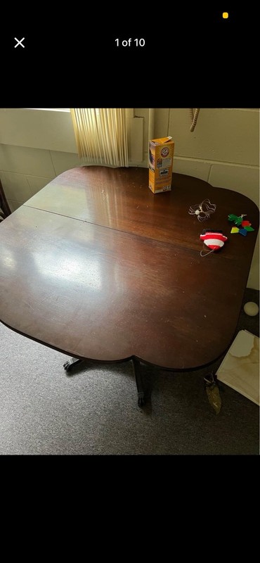Federal Trick Leg Card Table Antique Brass and Mahogany Duncan Phyfe Style gallery