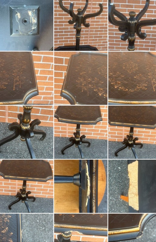 BOMBAY Paint Decorated Pedestal Base Table Side Table End Table With Defect READ gallery