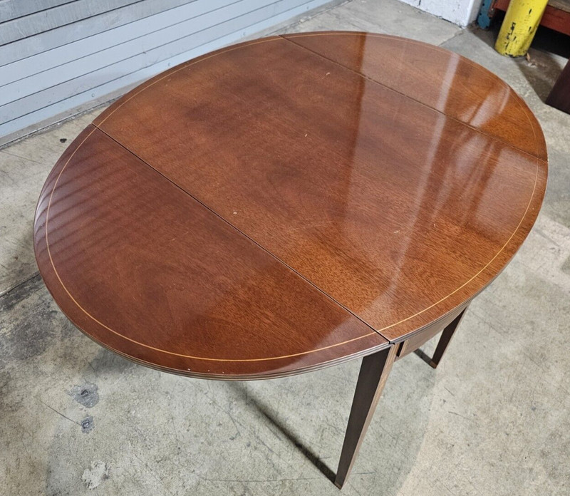 Baker Furniture Mahogany Pembroke Table Drop Leaf Table Bellflower Inlays gallery