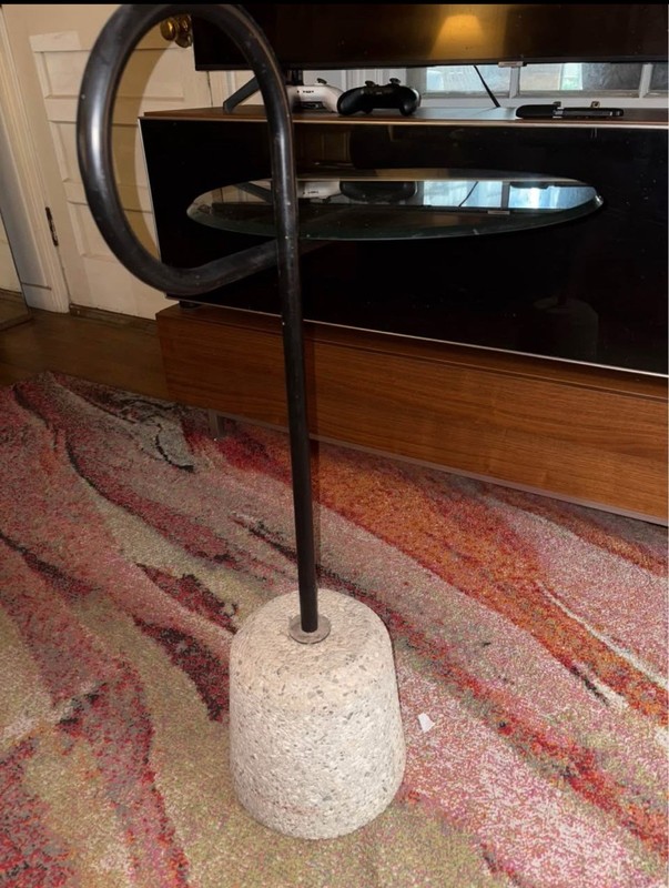 Italian side table in mid-century postmodern style Sottsass in concrete & steel.
