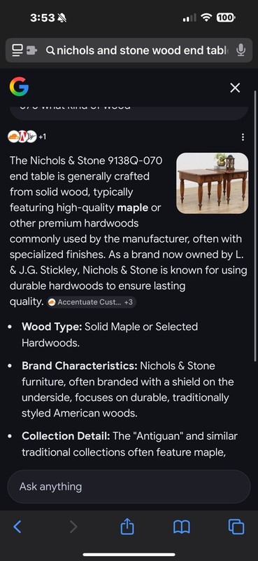 20th Century Traditional Nichols & Stone Mahogany End Table gallery