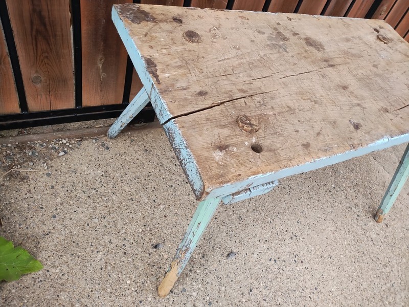 19th Century Antique Hog Pig Bench Table Early Paint Butcher Block 48"x24x22" gallery