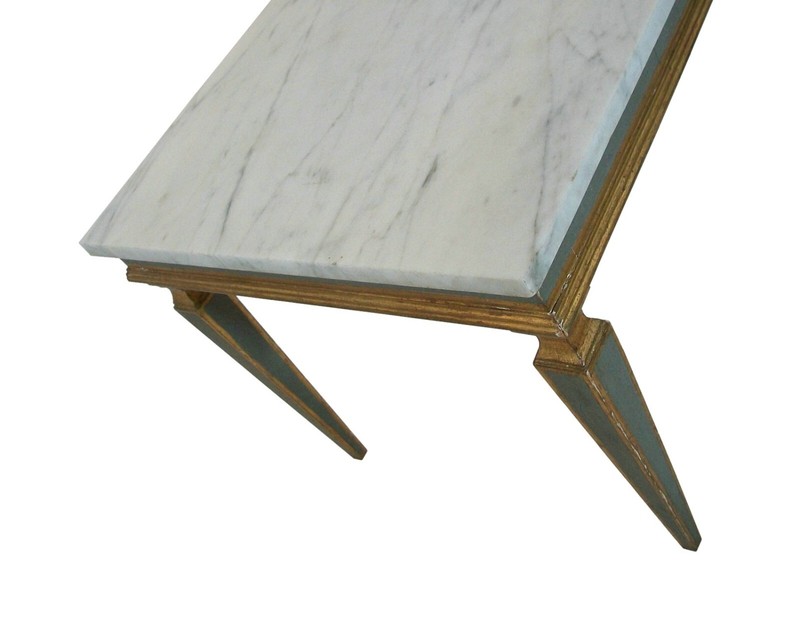Venetian Gray Painted & Parcel Gilt Coffee Table - Marble Top - Mid 20th Century gallery