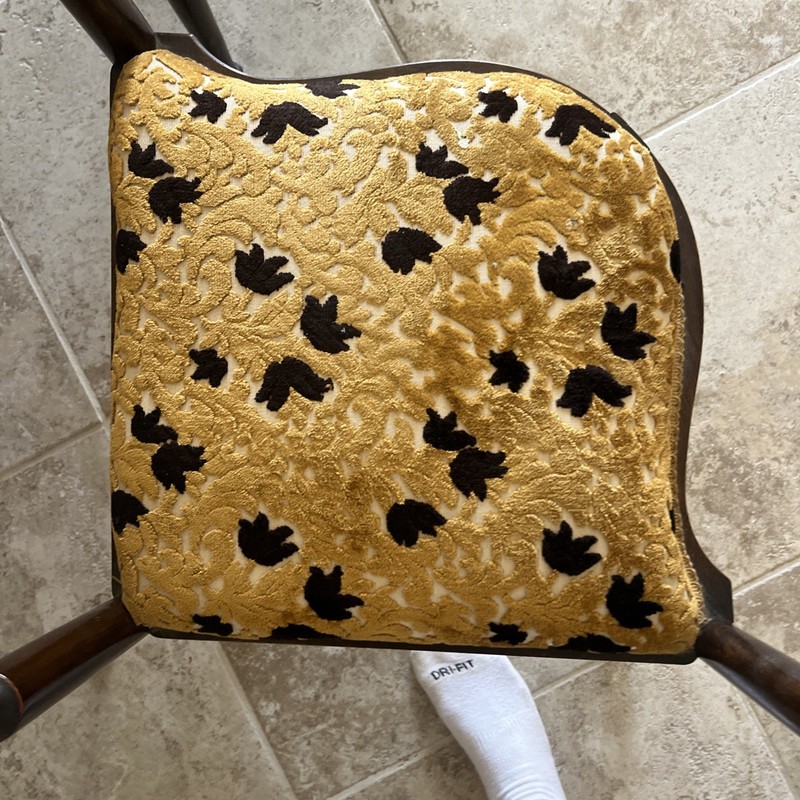 Restored Antique Armchair Gold and Black Wood Frame gallery