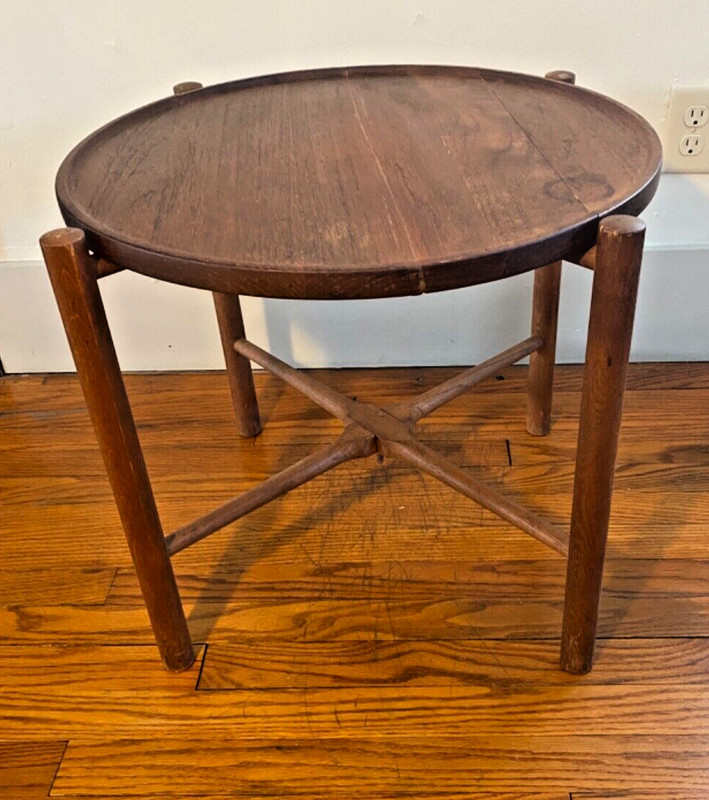 Vtg MCM AT35 Hans Wegner Andreas Tuck Folding Teak Oak Side Tray Coffee Table #1