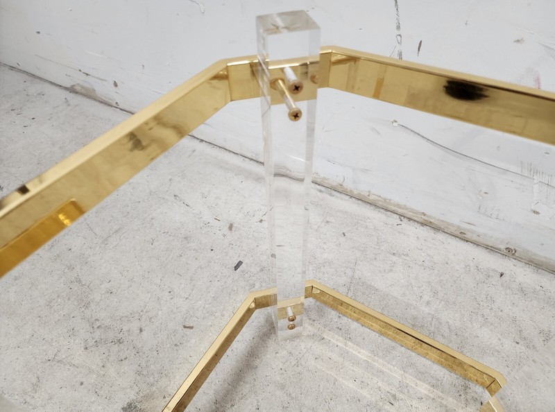 Lucite Side Coffee Table CHARLES HOLLIS JONES Style 24 Karat Gold Plated Petite gallery