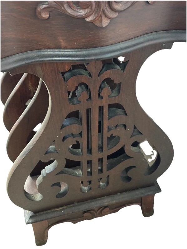 Antique Rosewood Victorian Marble Top music table Canterbury Rack Stand gallery