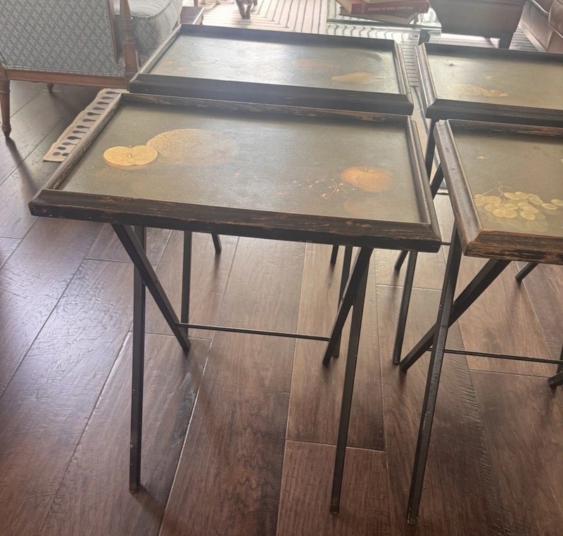 MCM Artex Snack TV Tray Set Of 5 Vintage Folding Table FINE Art Still Life gallery