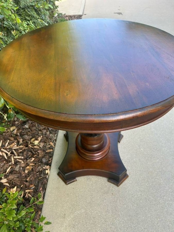 Farmhouse Drum Mahogany Round End Table/Side Table gallery