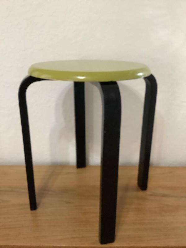 Vintage Mid Century / Post Modern Bentwood Stacking Stool— Green + Black Lacquer