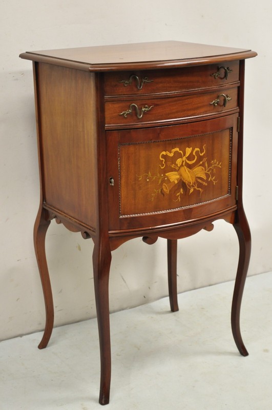 Antique Victorian Mahogany Lift Top Inlaid Nightstand Sewing Stand Side Table gallery