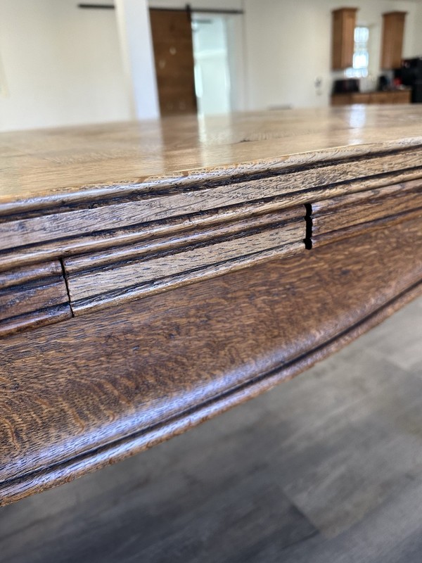 Vintage French Provincial Draw-Leaf Dining Table – Solid Wood, Parquet Top gallery