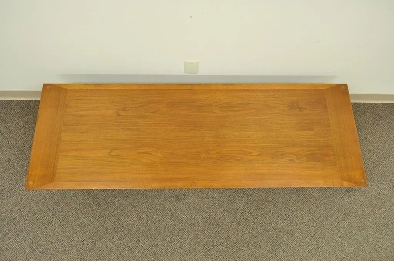 Vintage Mid Century Danish Modern Walnut 60" Long Sleek Coffee Table gallery