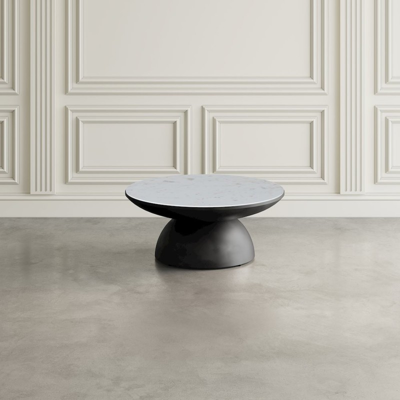 Circularity Modern Luxury Marble and Iron 35" Round Pedestal Coffee Table gallery