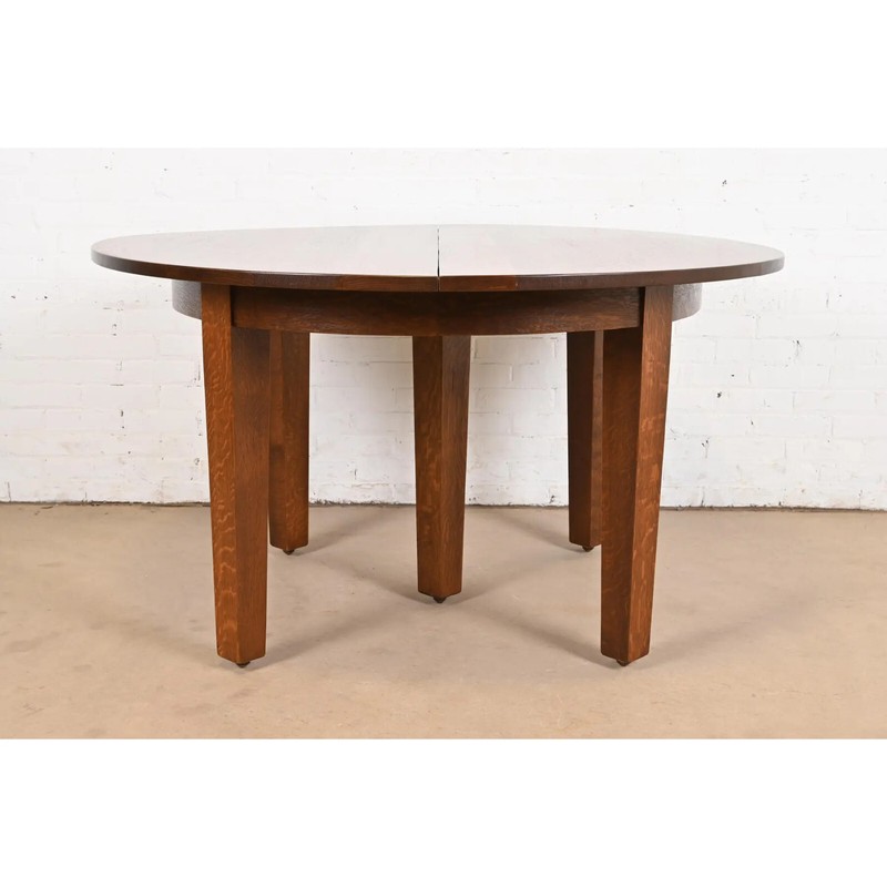 Gustav Stickley Mission Oak Arts & Crafts Extension Dining Table, Refinished gallery