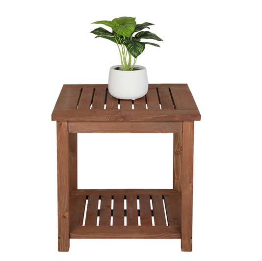 Square Wood Side Table Carbonized Color gallery
