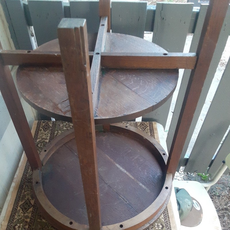 VINTAGE GUSTAV STICKLEY QUARTER SAWN OAK DOWLED ARTS&CRAFTS MISSION PARLOR TABLE gallery