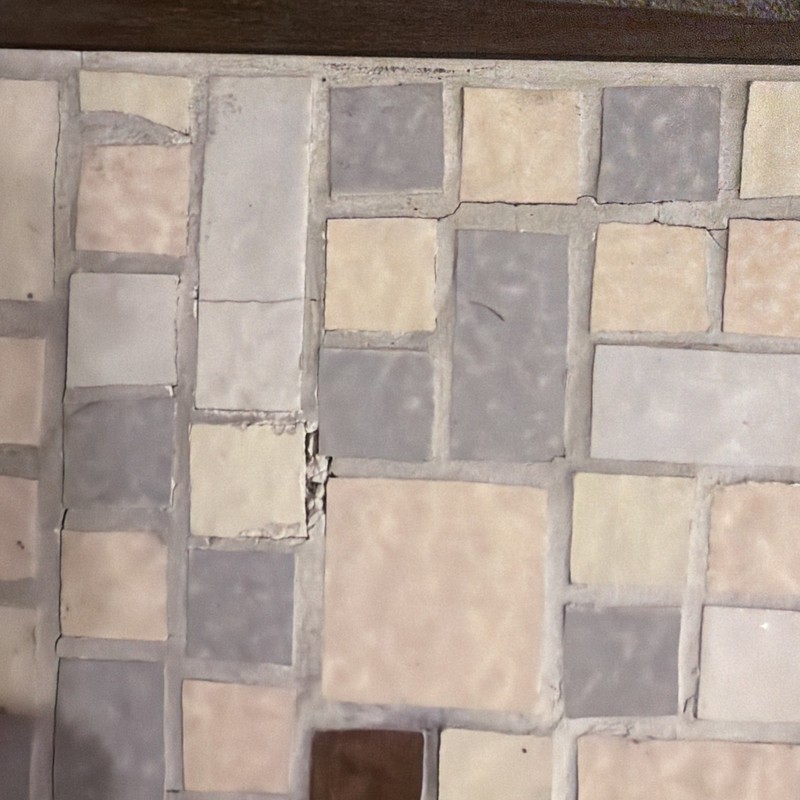 Vintage Mid Century Modern Atomic Tile Mosaic Top Coffee Table 49”L x 19”x 17” H gallery