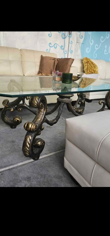 vintage La Barge coffeetable cast brass w topglass 54x36x20.5 highgreat Used