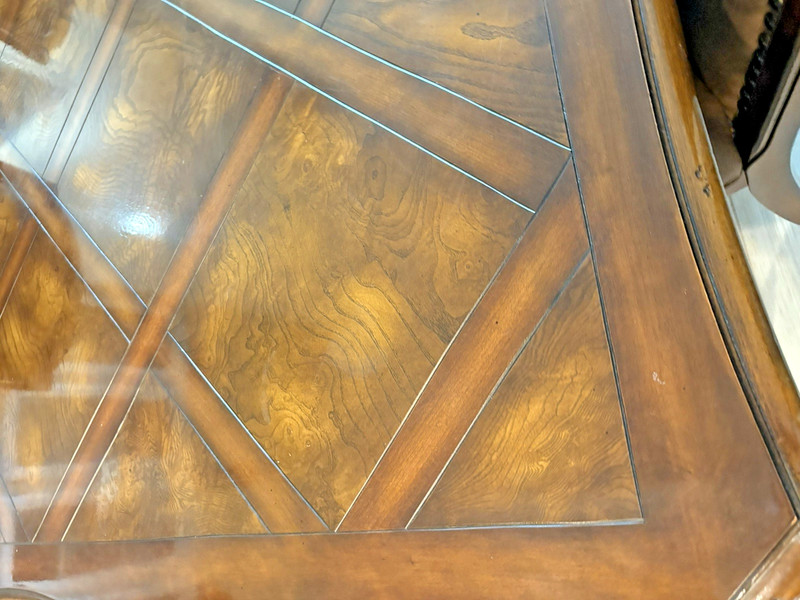 Large, Heavy Mahogany Colored Dining Table w/2 Leaves -10 Chairs gallery