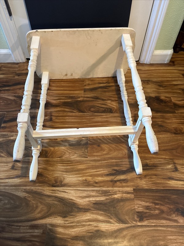 VTG-cream Painted -spindle Legged Side Table gallery
