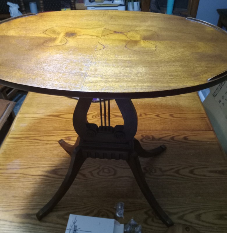 Mid Century Mahogany Oval Lyre Base End Table / Side Table (RP-ET121) gallery