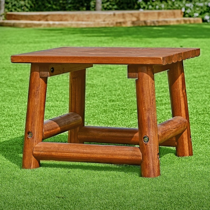 Leigh Country Amber Log Outdoor Patio Handcrafted Hardwood End Table, Brown gallery