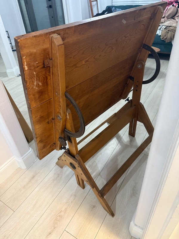 50s Industrial Hamilton 48 x 36 Iron Crank Adj Tilt Height Drafting Table SHIPS! gallery