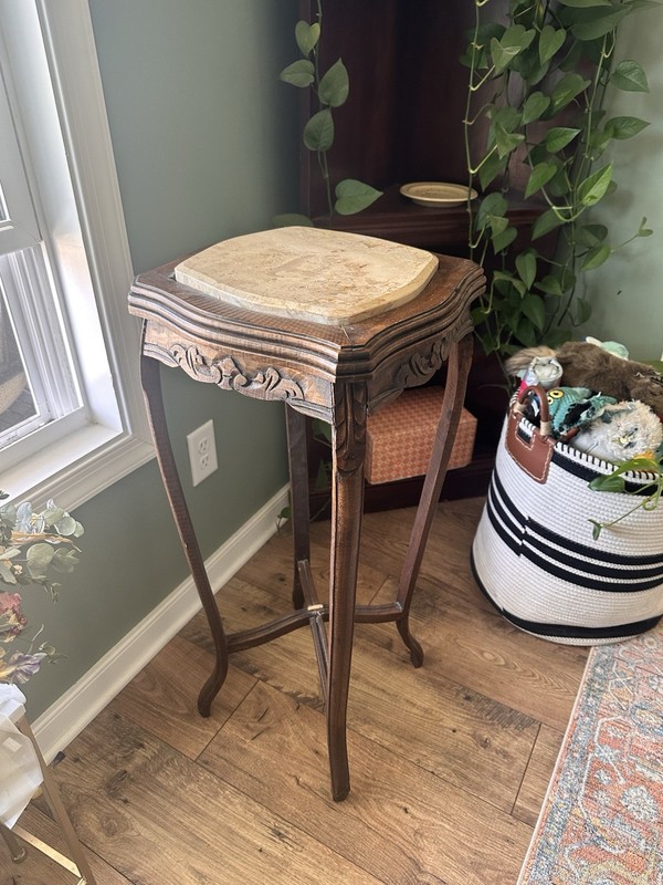 Mid-20th Century Marble Top Plant Stand