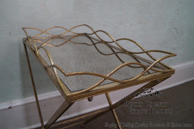 Regency Style Gilt Metal Mirror Top Serving Table gallery