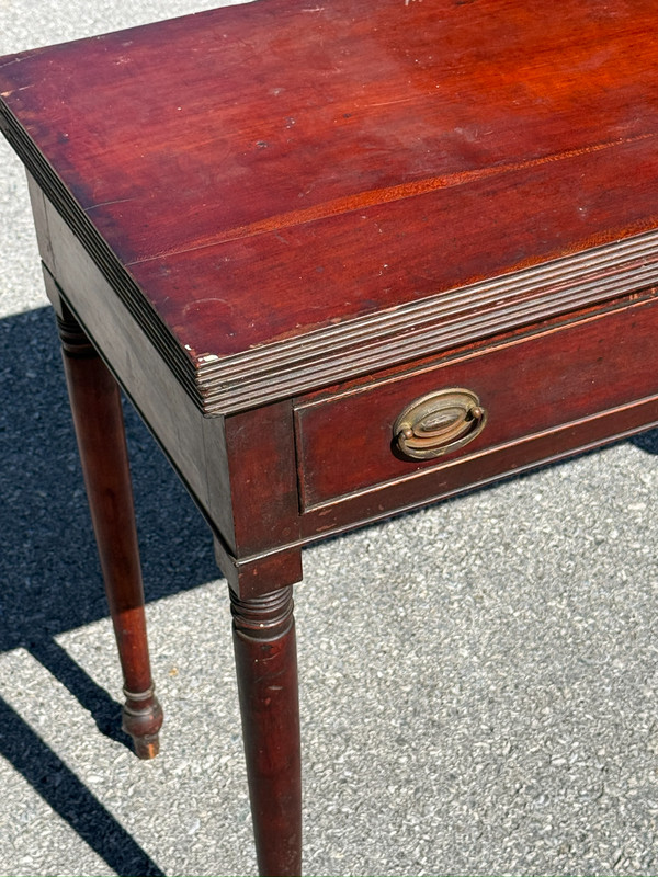 antique cherry sheraton console game card table 1 drawer 1820 old finish gallery