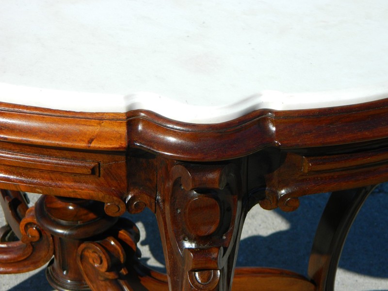 Rosewood Victorian Marble Top Center Lamp Table~~Inset Marble gallery