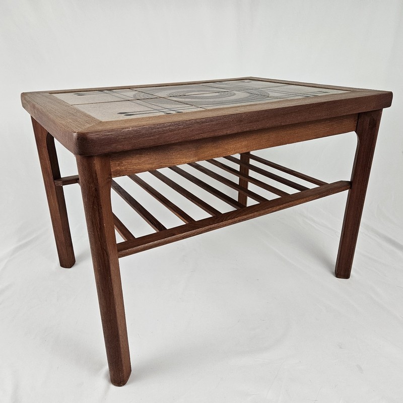 Danish Tile Top Teak Wood End Table Mobelfabrikken Toften Vintage Denmark MCM gallery