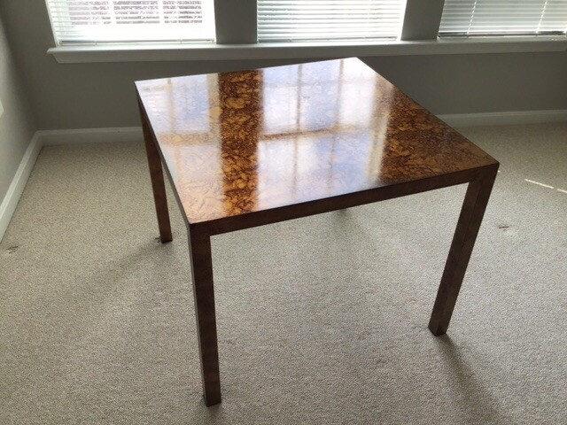 Vintage 1970 Lane Furniture Solid Wood Parsons Table W/ Tortoise Shell Finish