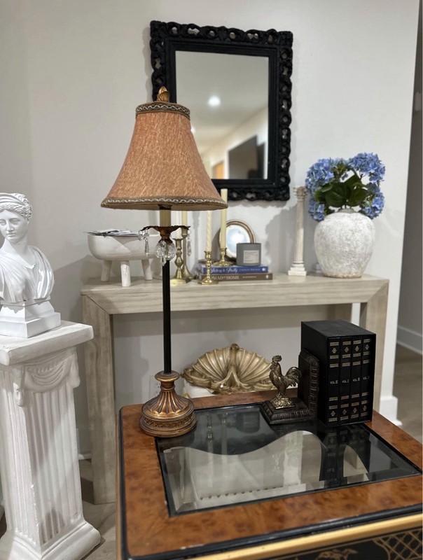 Chinoiserie Hand Painted Glass Top Side Table gallery