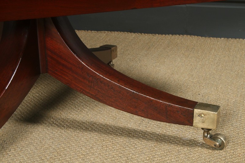 Antique English Regency Figured Mahogany Rectangular Tilt Top Dining Table gallery