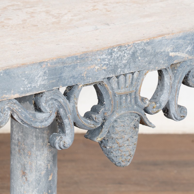 19th Century Swedish Blue Pedestal Side Table gallery