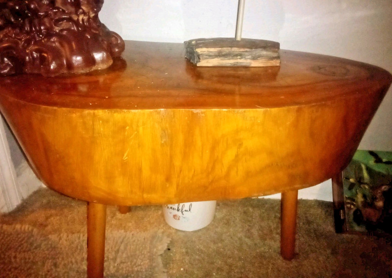 Live Edge Wood end table Handmade Hand Carved Wood Coffee , Corner Plant Table