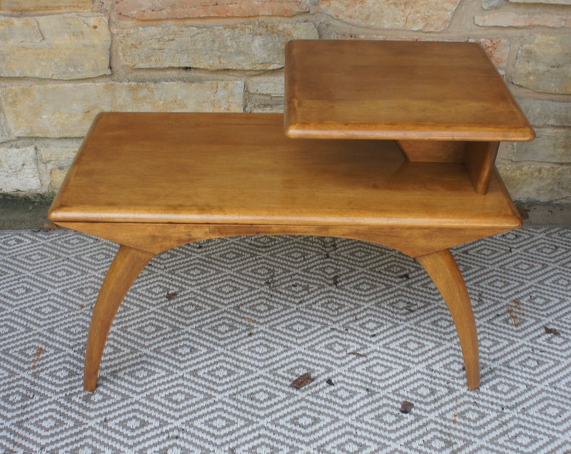 Mid Century Modern HEYWOOD WAKEFIELD step two tier end table bentwood legs HTF