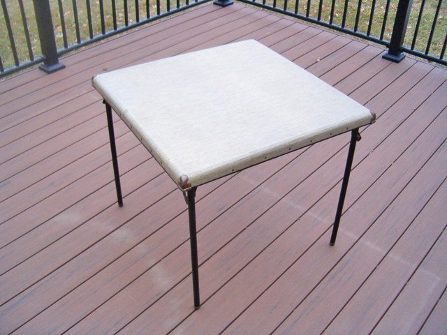 Vintage MCM Model 7706 Samsonite Folding Card Table Wood Frame Patterned Top
