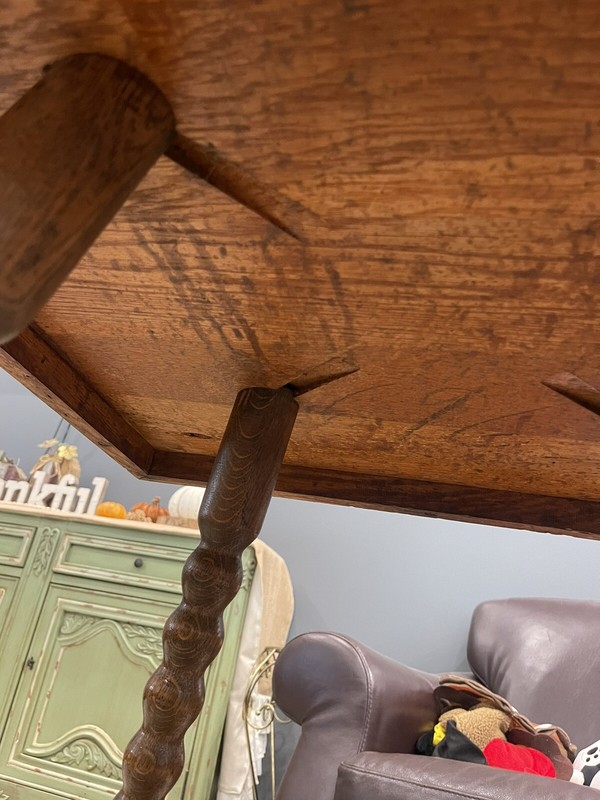 Antique tiger oak parlor side table W/brass and crystal ball feet Nice Condition gallery