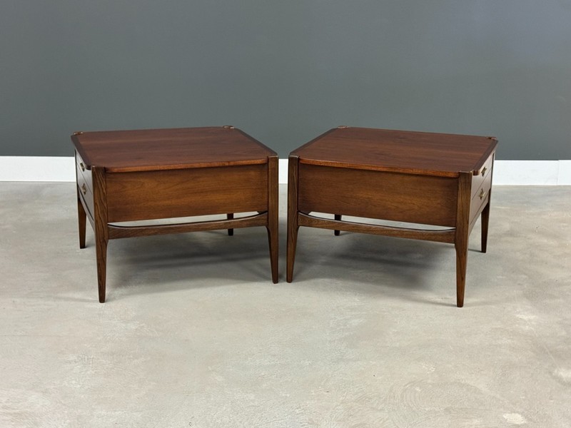 Refinished Walnut End Tables by Bassett - A Pair gallery