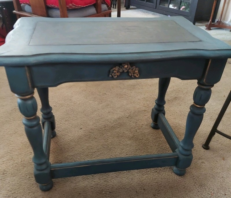 Vintage Hammary End Table In Antebellum blue Solid Wood Walnut Made in USA